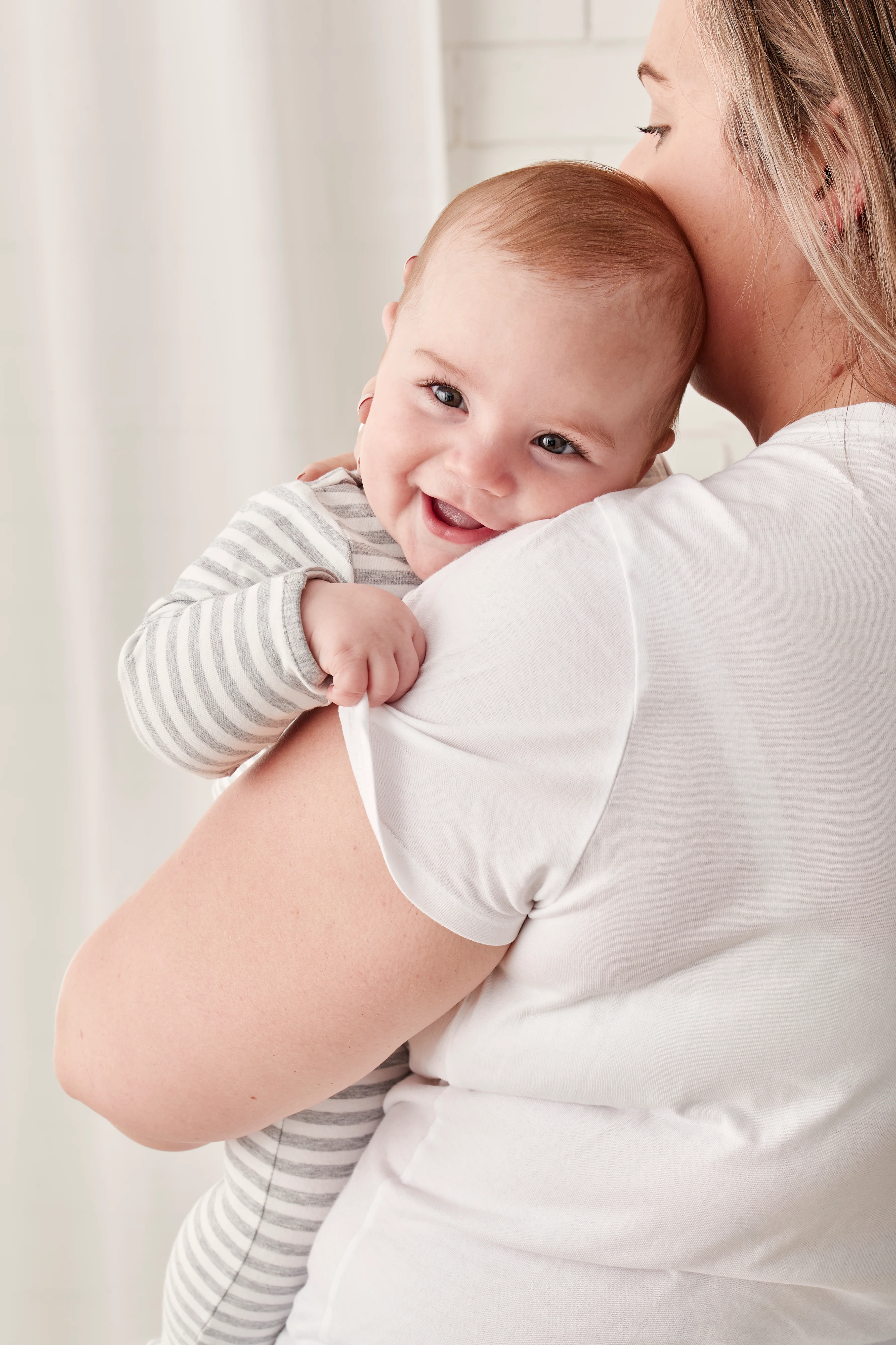 Enclosed Foot Romper Cotton Gray Stripe - Image 3