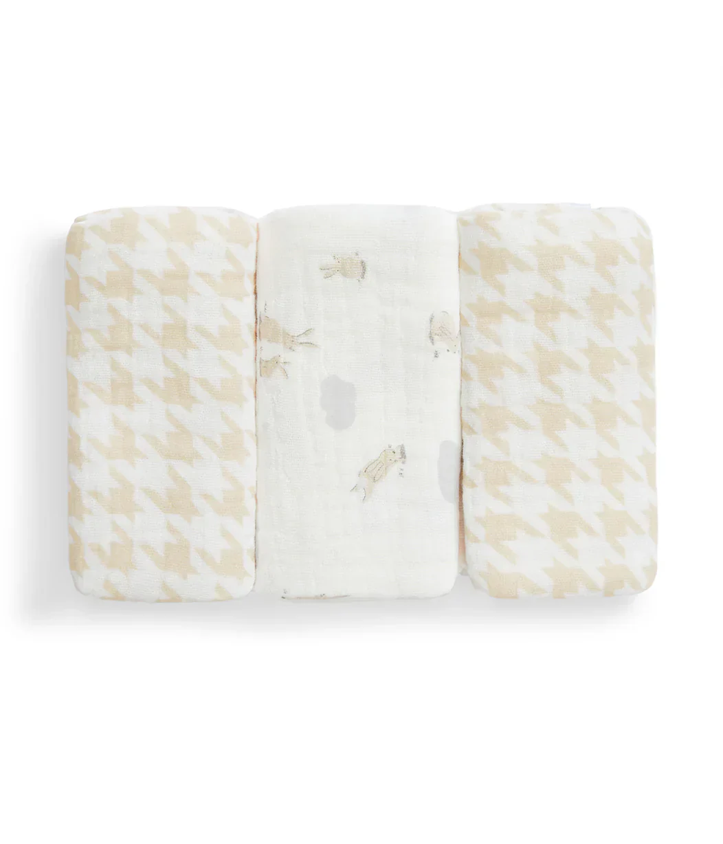 Newborn Starter Gift Bundle | Swaddle Up, Towel, Wash Cloth, Burp Cloths, Bibs | Cloud Bunnies - Image 4