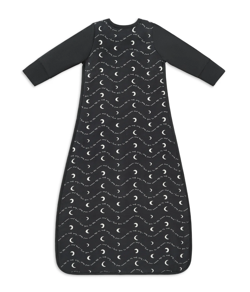 Sleep Bag Long Sleeve 1.5 TOG Cotton Charcoal Moon and Back - Image 3