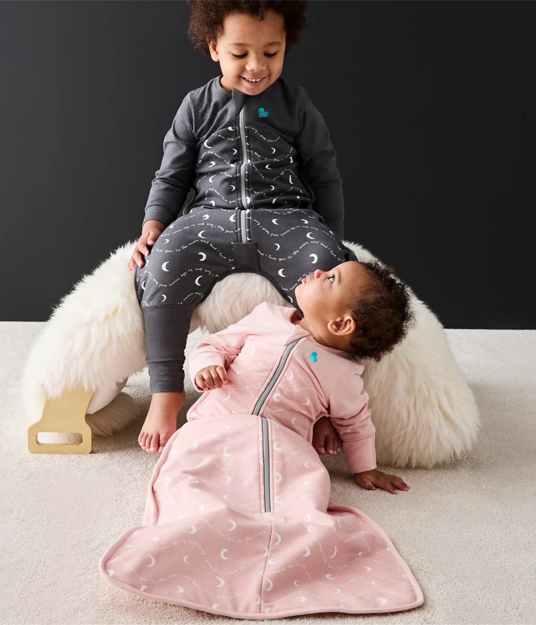 Sleep Bag Long Sleeve 1.5 TOG Cotton Dusty Pink Moon and Back - Image 5