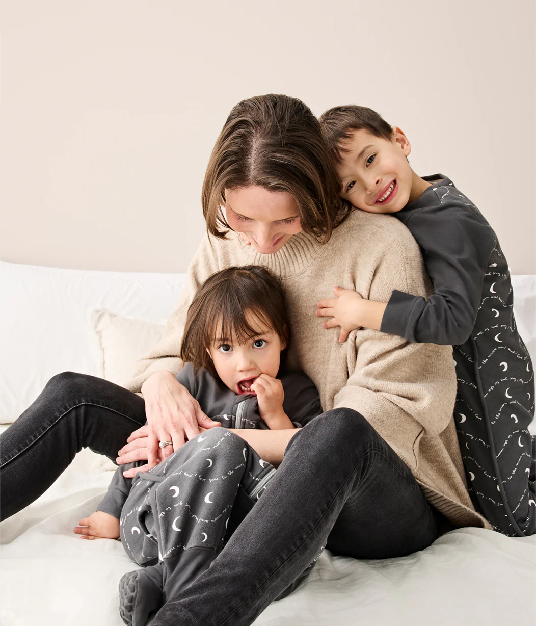 Sleep Bag Long Sleeve 1.5 TOG Cotton Charcoal Moon and Back - Image 6