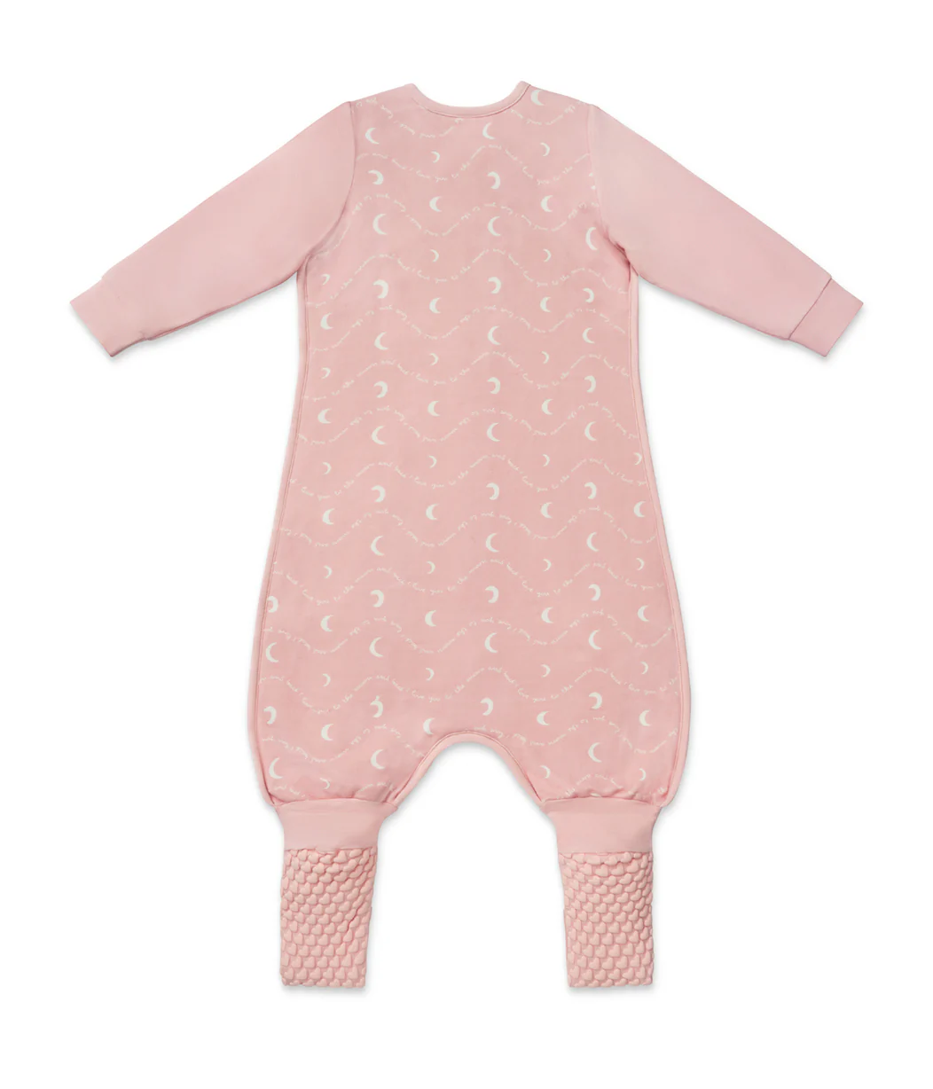 Sleep Suit Long Sleeve 1.5 TOG Cotton Dusty Pink Moon and Back - Image 3