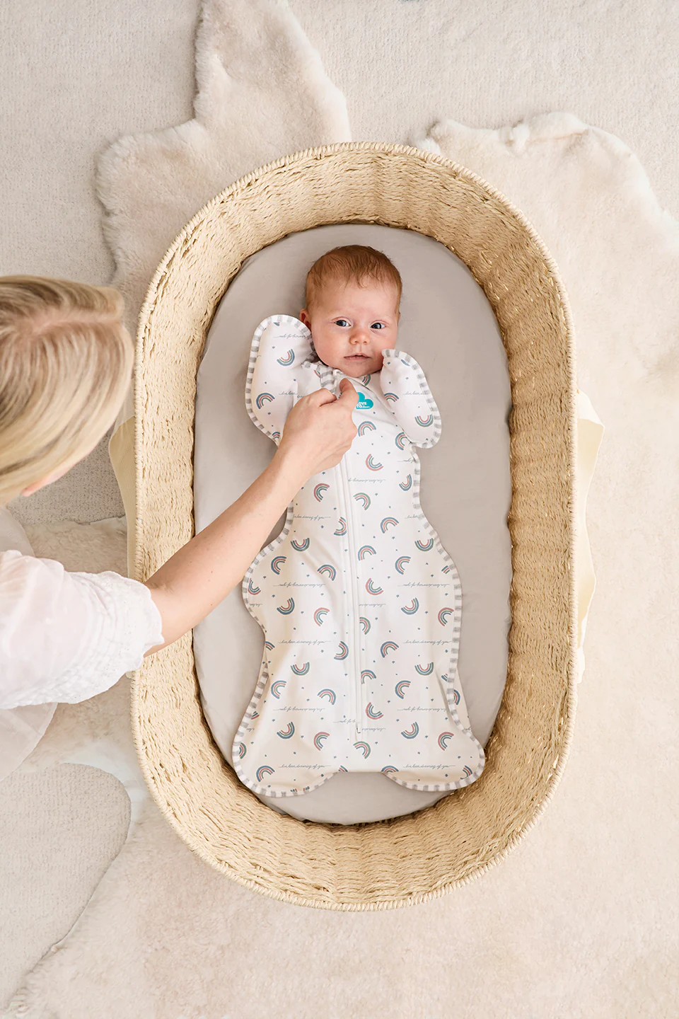 Swaddle Up™ 1.0 TOG Cotton White Rainbow Dream - Image 5